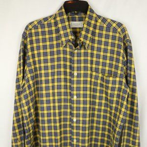 Mens Medium Nasralla Uomo Made in Italy Cotton/Wool Blend Yellow Plaid LS Shirt